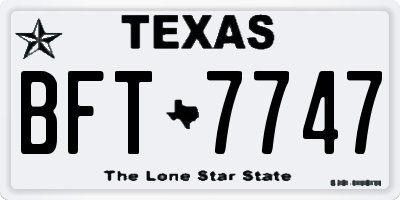 TX license plate BFT7747
