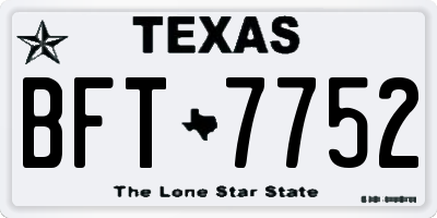 TX license plate BFT7752