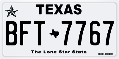 TX license plate BFT7767