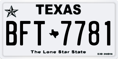 TX license plate BFT7781