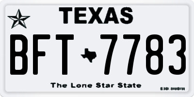 TX license plate BFT7783
