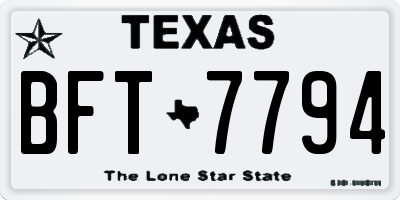 TX license plate BFT7794