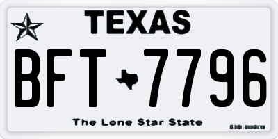 TX license plate BFT7796