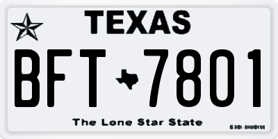 TX license plate BFT7801