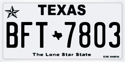 TX license plate BFT7803