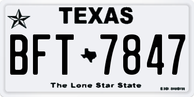 TX license plate BFT7847