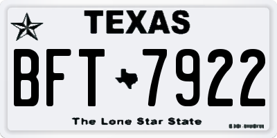 TX license plate BFT7922