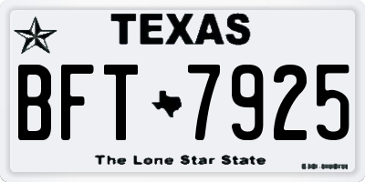 TX license plate BFT7925