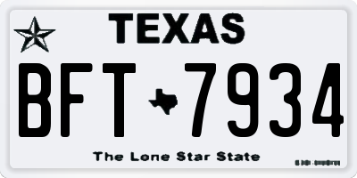 TX license plate BFT7934