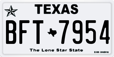 TX license plate BFT7954