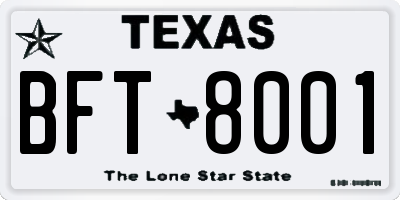 TX license plate BFT8001