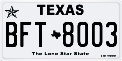 TX license plate BFT8003