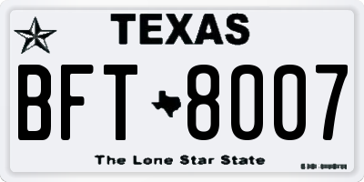 TX license plate BFT8007