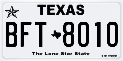 TX license plate BFT8010