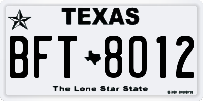 TX license plate BFT8012