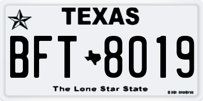 TX license plate BFT8019