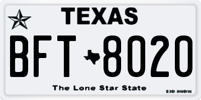 TX license plate BFT8020