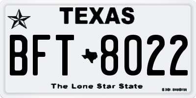 TX license plate BFT8022