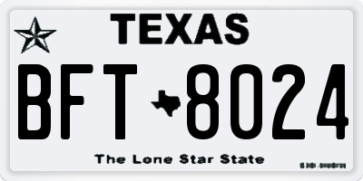TX license plate BFT8024