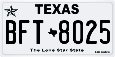 TX license plate BFT8025