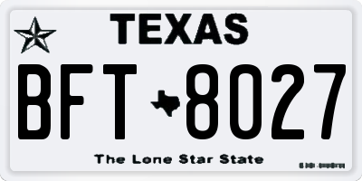 TX license plate BFT8027