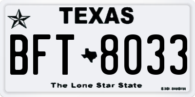 TX license plate BFT8033