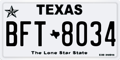 TX license plate BFT8034
