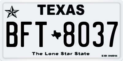 TX license plate BFT8037