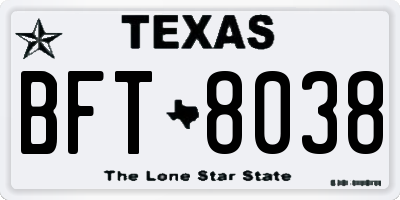 TX license plate BFT8038