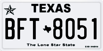 TX license plate BFT8051