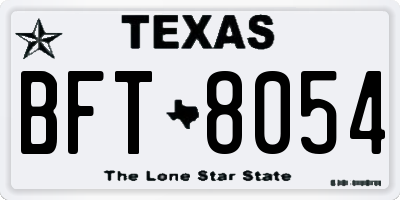 TX license plate BFT8054