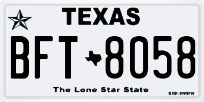 TX license plate BFT8058