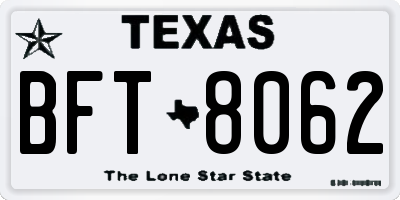 TX license plate BFT8062