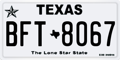 TX license plate BFT8067