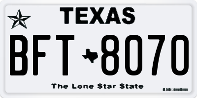 TX license plate BFT8070