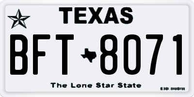 TX license plate BFT8071