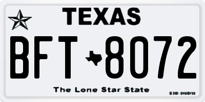 TX license plate BFT8072
