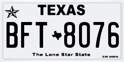 TX license plate BFT8076