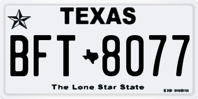 TX license plate BFT8077