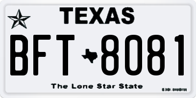 TX license plate BFT8081