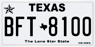 TX license plate BFT8100
