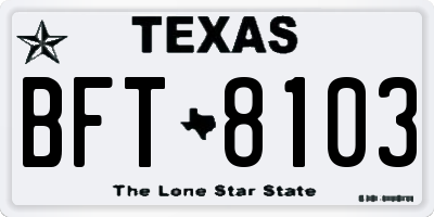 TX license plate BFT8103