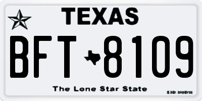 TX license plate BFT8109