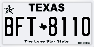 TX license plate BFT8110