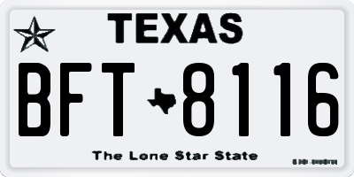 TX license plate BFT8116
