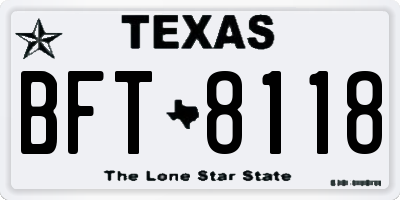 TX license plate BFT8118