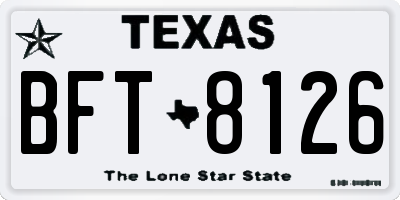 TX license plate BFT8126