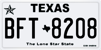 TX license plate BFT8208