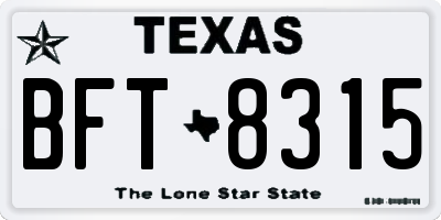 TX license plate BFT8315