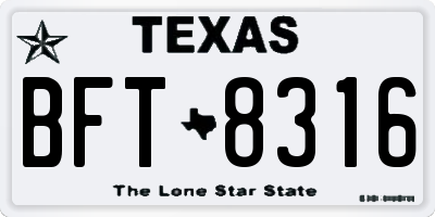 TX license plate BFT8316